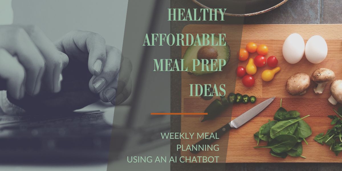 Healthy meal prep ideas serached using a chatbot featuring colorful vegetables, proteins and mushrooms